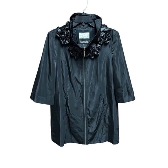 Kensie Women’s Black Rosette Quarter Sleeve Jacket Size Large - Picture 1 of 8
